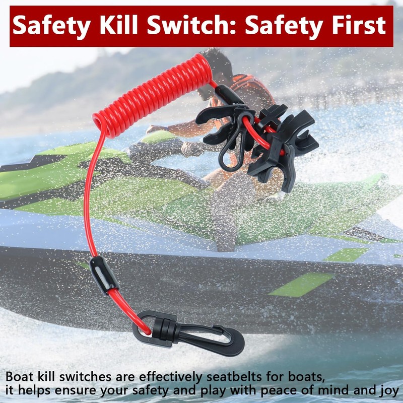 WADY Universal Boat Safety Lanyard Kill Switch Cord with 7