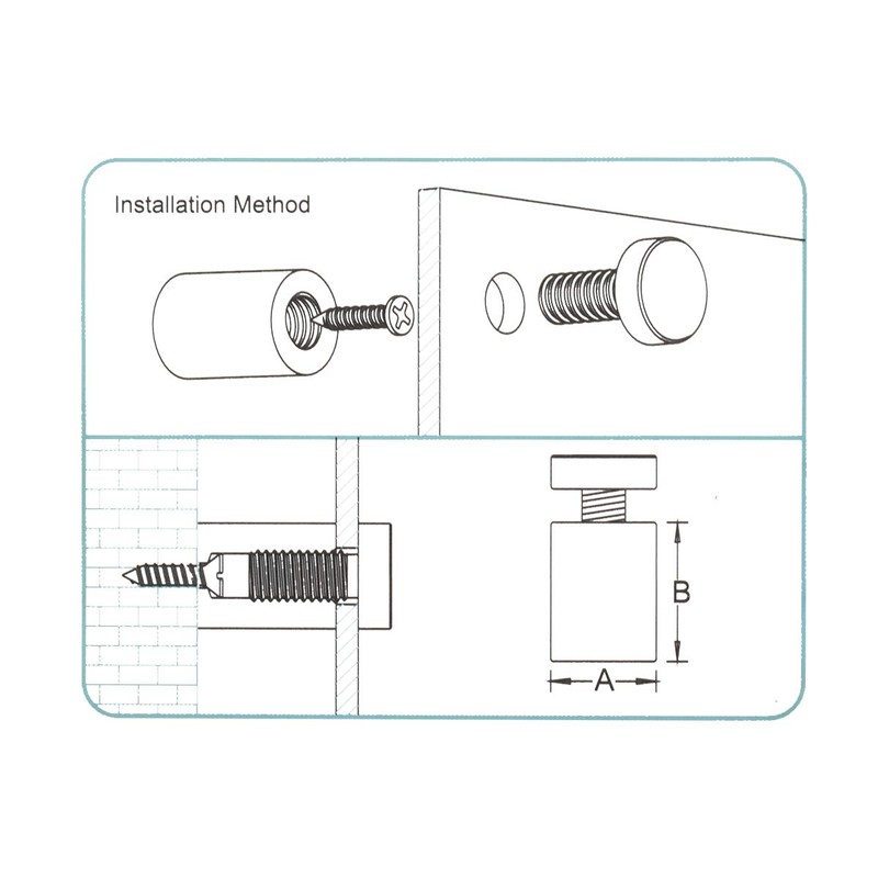 Aluminum Sign Standoff,1/2" x 3/4",Black Aluminum,Acrylic Standoff Mounting Hardware, for