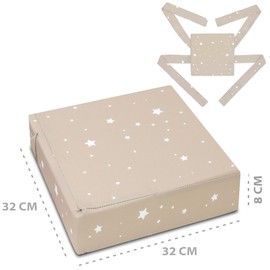 Child Booster Seat Booster Seat Child 32 x 32 x 8 cm - Seat Cushion for Toddlers at the Dining Table Chair Cushion and Baby Seat Beige with White Stars