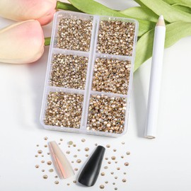 Beadsland 7200pcs pedrede de imitación plana, mezclado 6 tallas con Kit de lápiz de cera, SS3-SS10, Sombra Dorada