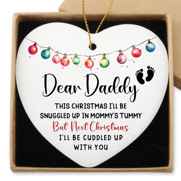 First Time Dad Gifts Ceramic Heart Keepsake Christmas Ornament Unique