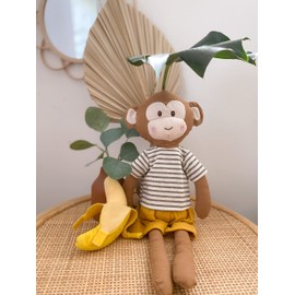 MON AMI Magee Boy Monkey Doll, Children's Doll, Well Built Soft Stuffed Doll for Child or Toddler | Use as Toy or Room Decor, Great Gift for Kids or Collectors, Multi Color, 15inches
