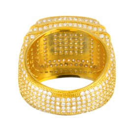 metaltree98 Hip Hop Iced Men Fashion Rock Golden All Around CZ Band Double Square Style Pinky Ring 15642 G (7)