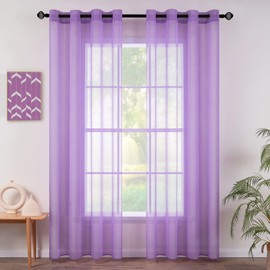 MIULEE 2 Panels Sheer Window Curtains Elegant Window Voile Panels Drapes Treatment for Bedroom Living Room 55" Wx85 L Grommet Top Light Purple