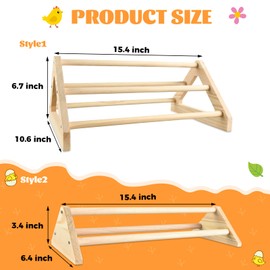 2 Pcs Long Pine Wooden Chick Perch Set, Strong Pine Wood Roosting Bar with Holes | Brooder & Coop Accessories, Jungle Gym Fun Toys for Baby Chickens