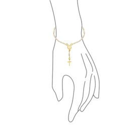 Bling Jewelry Christian Religious Black Beads Rosary with Holy Mother Virgin Mary Cross Bracelet for Praying for Women and Teenagers 18K Gold-Plated 7-7.5 Inches, Brass, No gemstone