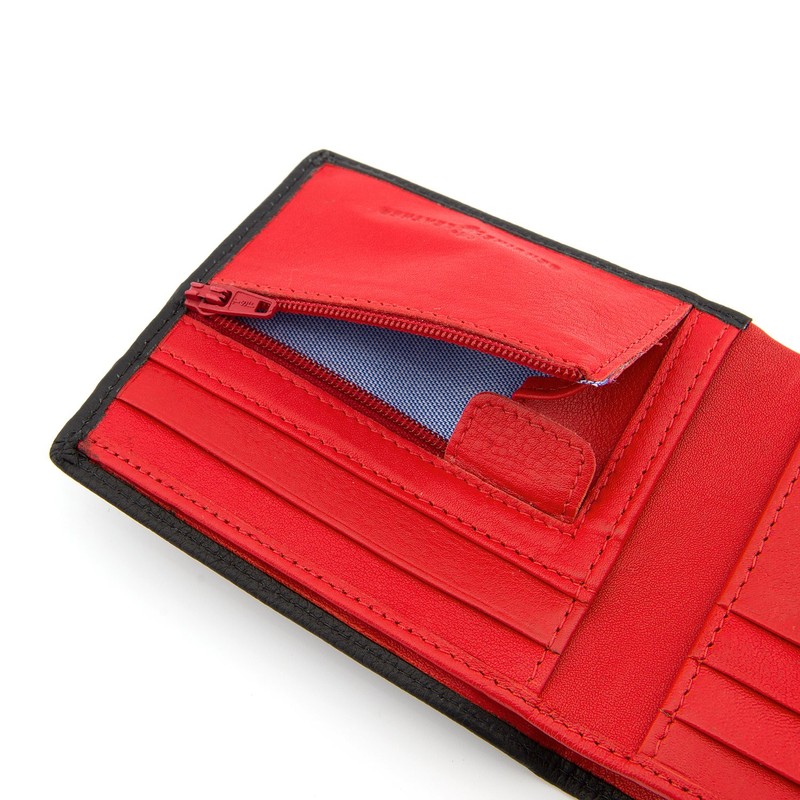 Gryphen Men's RFID Blocking Genuine Leather Wallet (Black/Red)