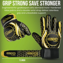 EVO Fitness Goalkeeper Gloves Kids Boys Goalkeeper Gloves Finger Protection Anti Slip Palm Football Gloves Premium Grip Youth Adut (Blue, Suitable for 9 to 12 Years old Size 5)