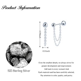 CONILOK Tassel Ball Earrings Silver 925 Stud Earrings Silver Women's Jewellery Earring Small Gifts for Women Girls Girlfriend Mother Birthday Wedding Christmas Day Valentine's Day, Silver