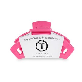 TELETIES - Medium Open Hair Clip - Summer Collection - Hair Claw Clips for Women - Strong Grip, Bendable Teeth, Curved Design - For All Hair Types and Texturess - Paradise Pink