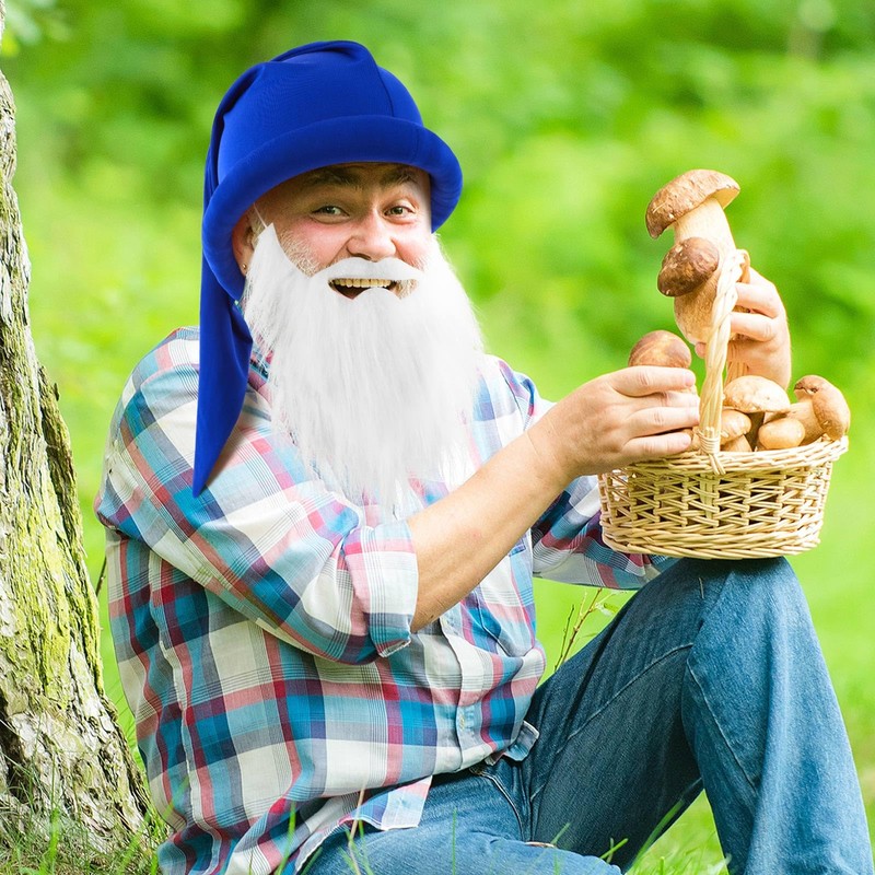 Geyoga Dwarf Hat with Beard Carnival Hat Dwarf Pointed Hat