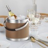 3Quart/3.2L Insulated Ice Bucket with Lid, Scoop, Leather Design Double
