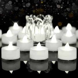 BEICHI 24-Pack Timer Tea Lights Candles Battery Operated, LED Tea Lights with Timer, Built-in 6 Hours Timer Flameless Tea Candles, Flickering Votive Candles- Pure White Light
