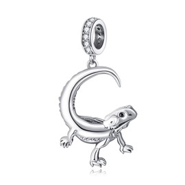 HUKKUN Bearded Dragon Charm 925 Sterling Silver Bearded Dragon Charm for Bracelet Necklace Women
