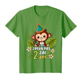 Kids I Can Not I Have 2 Years Birthday Jungle Monkey Boy Green T-Shirt