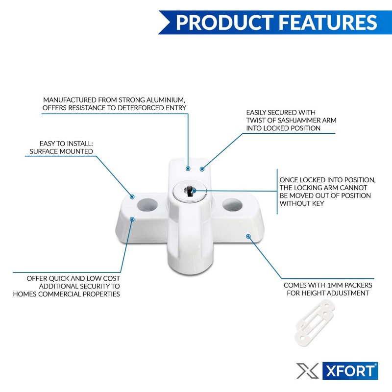 XFORT® 2 Pack Jammer and Window Locks for uPVC Doors