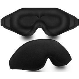 Sleep Mask, 3D Deep Contoured Eye Covers for Sleeping, 99% Block Out Light Eye Mask, Zero Pressure Cup Blindfold for Men Women, with Adjustable Strap for Sleeping, Yoga, Traveling (Black)