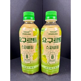 Korean Sparkling Yogurt Drink with Probiotics, Variety Pack of 6 Bottles - Original, Shine Muscat Grape, Peach Flavors, 355ml