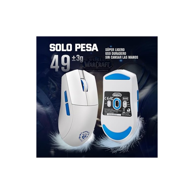 BLIZZARD Tribe Mouse Gaming Ultraligero de 49g, Mouse Inalámbrico con