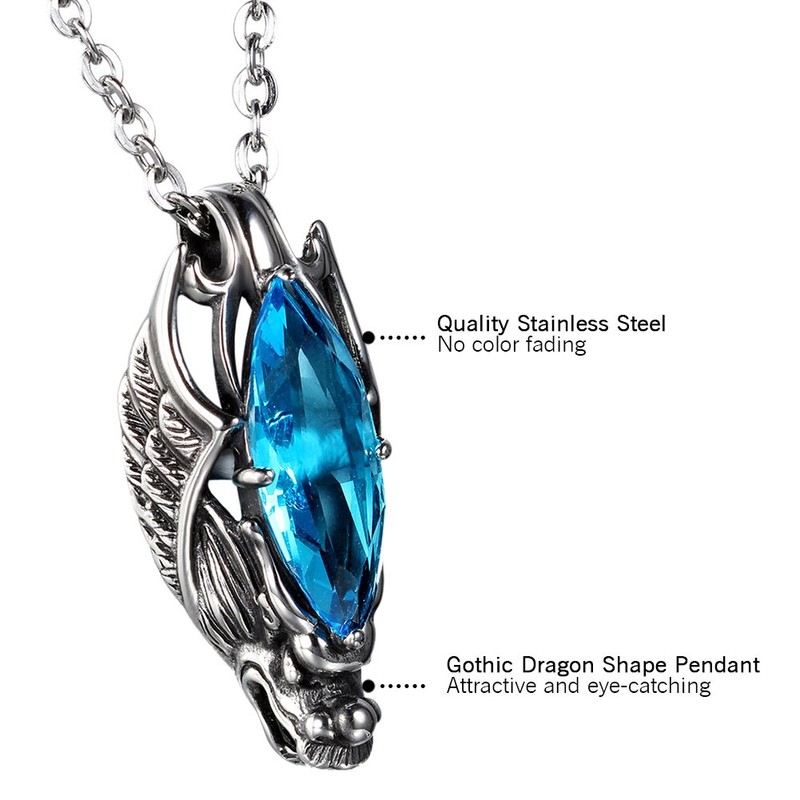 Cupimatch Men's Necklace Stainless Steel Gothic Dragon Head Punk Rock