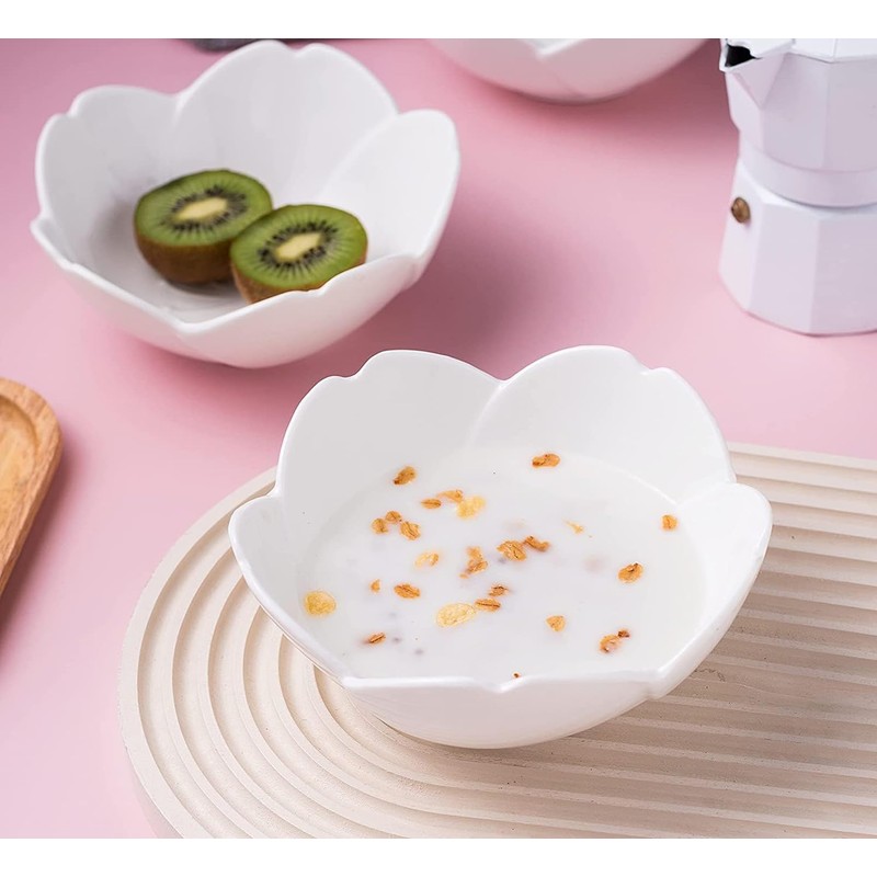 KKGUD Cute Ceramic 6-Inch Serving Bowl with Saucer and Spoon,