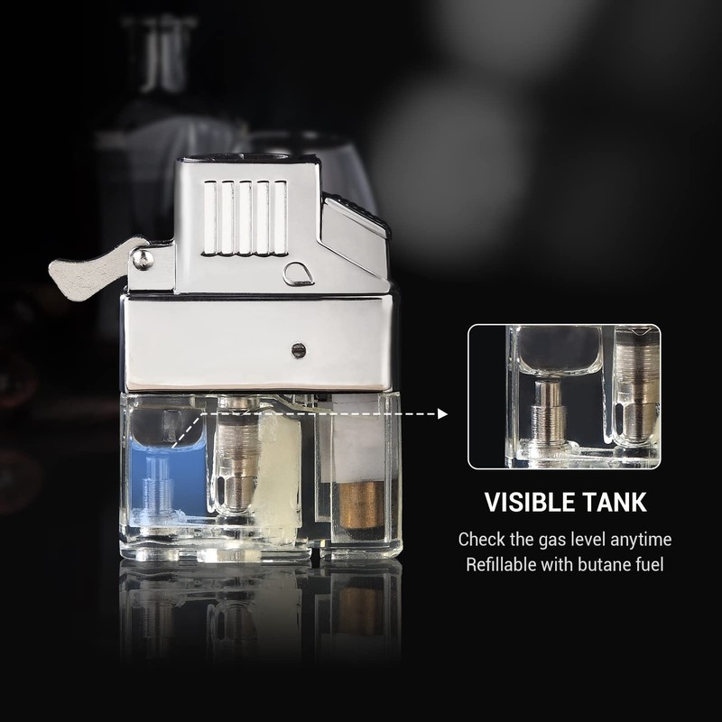 Coldown Butane Lighter Insert, Windproof Gas Lighter with Dual Torch
