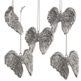Logbuch-Verlag 5 Angel Wings Angel Wings Pendant Silver Decoration Christmas with String for Hanging 5 cm