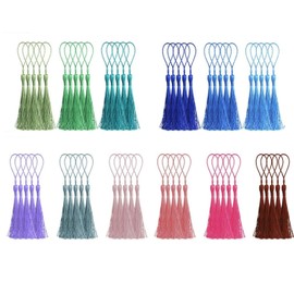 Lesezeichen, Quasten, 60 Stück, seidige, handgefertigte Quasten, Lesezeichen, Bastelquasten mit Schlaufen für Schmuckherstellung, Abschlussfeier, Geburtstagsgeschenk und DIY