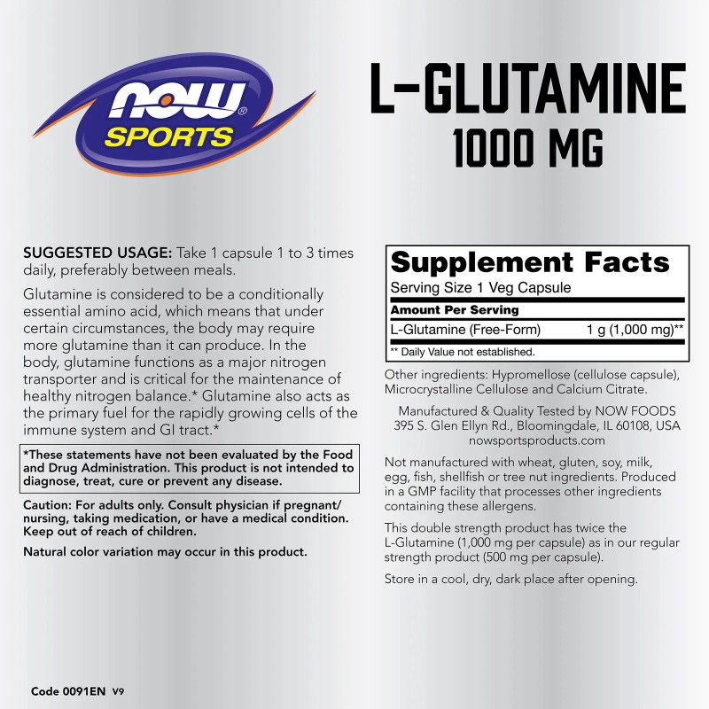 NOW Sports - L-Glutamine 1000 mg 240 Capsules