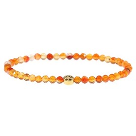 LAKADA Genuine Gemstone Bracelet with Faceted 4 mm Beads and Stainless Steel Tree of Life Healing Stone Protective Stone Bracelet Lucky Charm Talisman Gift, Gemstone, Faceted gemstone