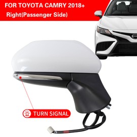 Marretoo for Toyota Camry Side Mirror Assembly Passenger 2024 2018 2019 2020 2021 2022 2023 2024 WHITE | Power | Heated | Turn Signal | (POWER+LAMP+HEAT, Passenger Side(RH))