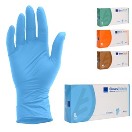 ABENA Nitrile Disposable Gloves Pack of 100 (Size L) Blue Food Safe Tear-Resistant Latex Free Powder Free Hygienic Gloves Suitable for Cleaning Work, Beauty Salon & Home