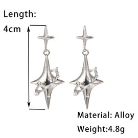 XYAYOU Silver Heart Long Chains of Glittering Stars Tassel Pendant Dangle Earrings for Women Jewelry (star)