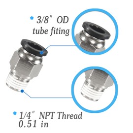 MSAEIQUN 3/8 Air Hose Fittings, Air Fittings Male Straight 3/8 Inch Tube OD x 1/4 NPT Thread Push to Connect Fitting, PC-3/8-N2 (Pack of 10) (3/8-1/4)