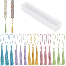 SOFPLATE 1 Box 20Pcs 6 x 1 Inch Transparent Acrylic Bookmark Blanks Clear Acrylic Bookmarks with Colorful Tassels Hanging Gift Tags Book Marks Making Kits for DIY Bookmarks Crafts Christmas Projects