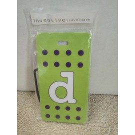 Inventive Travelware " d " Lime Green W/ Black Polka Dots Luggage Tag