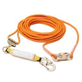 Rope Harness Safety Lanyard 100ft Vertical Roofing Rope Fall Protection Safety Rope with Two Rope Grab Snap Hooks Shock Absorber Tree Climbing Line Kit Heavy Duty Roof Safety Equipment ANSI CE