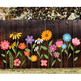 JarThenaAMCS 12Pcs Large Spring Wildflower Stencils Reusable Floral Plastic Drawing Templates for DIY Crafts Painting on Wood Wall Garden Fence