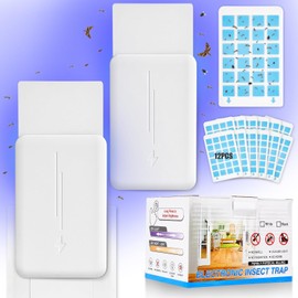 Flintronic Insektenvernichter Elektrisch, Insektenfänger, Fliegenfalle Innenbereich Plug in, Klebe-Fliegenfalle für Innenbereich, Chemikalienlos, Geräuschlos, Geruchlos, mit 12 Pcs Klebrige Pad