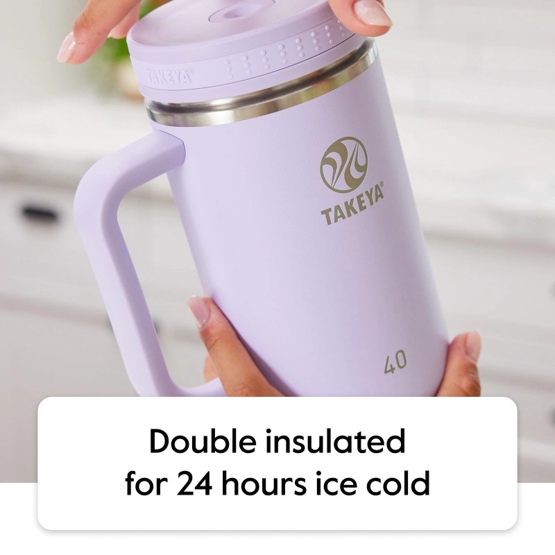 Takeya Insulated Tumbler 40oz with Straw Handle Travel Cup Dishwasher