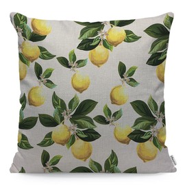 WONDERTIFY Lemons Cushion Cover Yellow Lemon Green Leaves Citrus Decorative Throw Pillow Covers For Couch, Bed Sofa Pillows Case 45X45 Cm