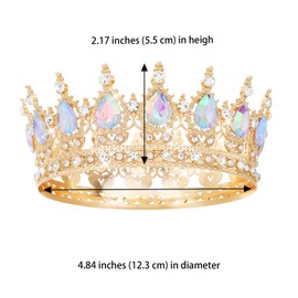 Feltent AB Gold Crown for Women Crystal Tiara and Queen Crown for Girl Wedding Headband for Bride Hair Accessories for Costume Birthday Party Cake Decoration Prom