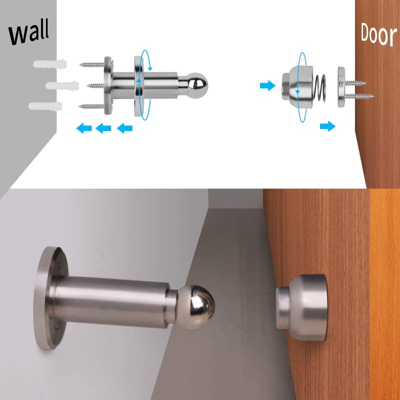 Adjustable Height Magnetic Door Stopper,Heavy Duty Magnetic Door Stop, 304