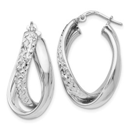 Unbranded 26mm Sterling Silver Polished and Textured Fancy Hoop Earrings