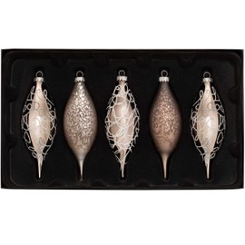 WeRChristmas Glass Baubles, Grey, 5-Piece