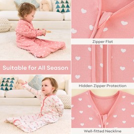 Yoofoss Pack of 2 Baby Sleeping Bags Summer 100% Cotton 0.5 Tog Summer Sleeping Bag with Sleeves Portable Blanket Baby Sleeping Bag Soft Sleeping Romper 67 cm for Newborn Toddlers 0-6 Months