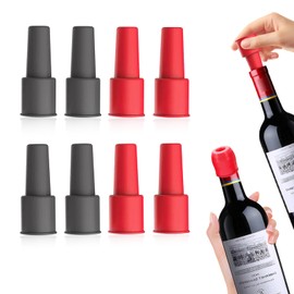 Wine Bottle Stopper 8 Pack, Silicone Wine Stoppers for Standard Wine Bottles, Low Profile Wine Bottle Sealer Caps, Leak-Resistant Reusable Stoppers for Fridge & Cruise