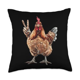 Serama Chicken Showing The Peace Sign Throw Pillow