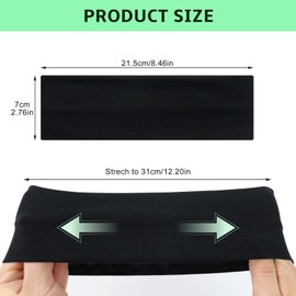 Sularpek 7cm Wide Black Headbands, 2PCS Elastic Headband for Women's Hair, Breathable Hair Band for Sweat-Wicking for Makeup, Yoga, Running, Sports