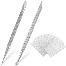 2 Pcs Stainless Steel Cuticle Pusher Tool Stainless Steel Cuticle Pusher Tool with 10 Sheet Sandpaper, Non Slip Double Ended Nail Cuticle Trimmer Nail for Removing Dead Skin on Fingers.
